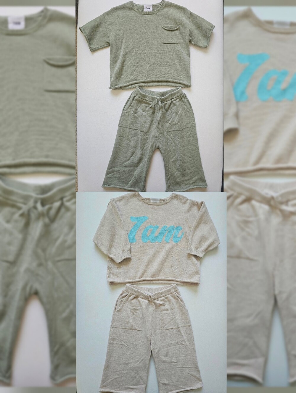4pc- "7AM Enfant" Fall Winter Sweater Tops & Wide Leg Pants- Size 18-24M